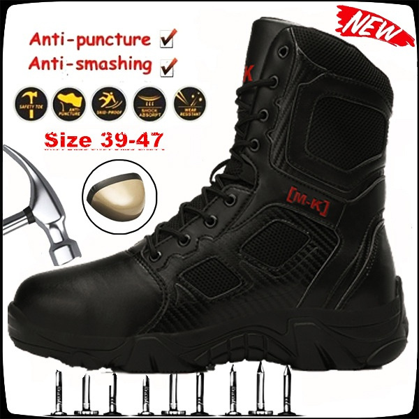 Men's Army Tactical Steel Toe Caps Combat Military Ankle Boots Work Hiking Shoes 