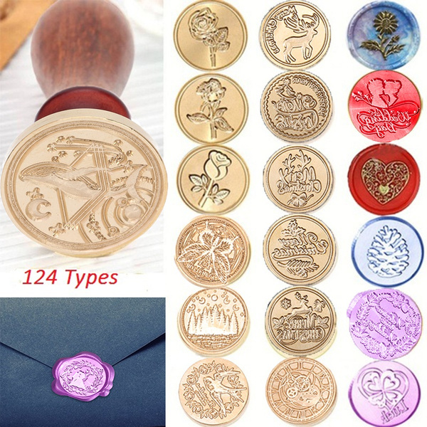 124 Types Retro Sealing Wax Stamp DIY Seal Wax Stamping for Envelope ...