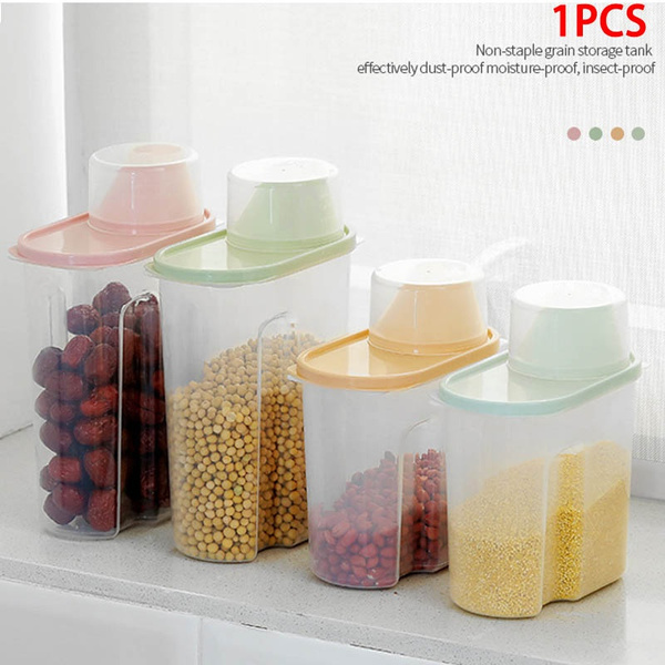 Delysia King PP Food Storage Box Plastic Transparent Container Set with  Inverted Lid Kitchen Storage Bottle Jar Dry Food Jar 1.9L-2.5L