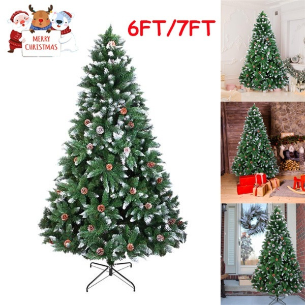 Christmas Tree Break 2022 2022! Christmas Tree 7Ft 1350/6Ft 920 Branches Flocking Spray White Tree  Plus Pine Cone For Christmas Decoration | Wish