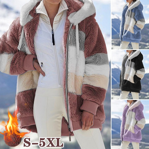 New Winter Women's Jacket Hooded Warm Plush Loose Jacket for Women