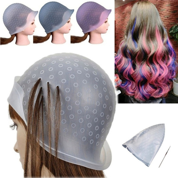 2022'Reusable Silicone Hair Color Coloring Highlighting Dye Cap Hair  Styling Tools | Wish