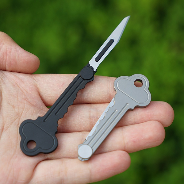 Titanium Alloy Folding Surgical Knife Key Knife Small Mini EDC Knife Holder Sharp Portable