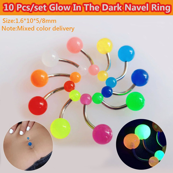 10 Pcs/set Glowing In The Dark Belly Ring Button Women Fashion Punk