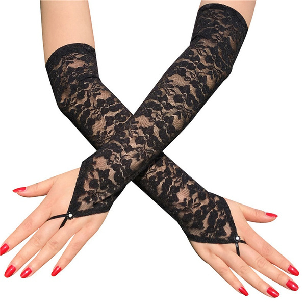 long red lace gloves