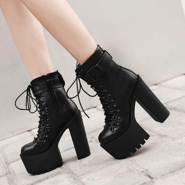 Rubber sole clearance platform boots