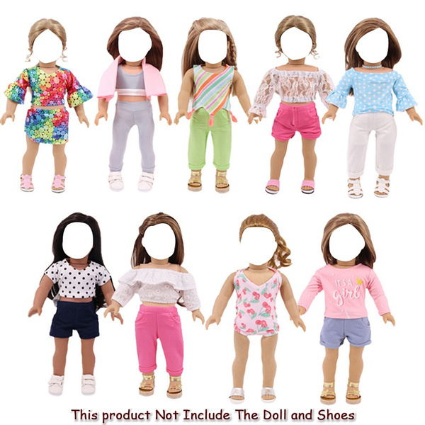 3/9 Sets American 18 inch Doll Clothes Including Doll Clothing Outfit Dress,  Short sleeves, shorts, trousers