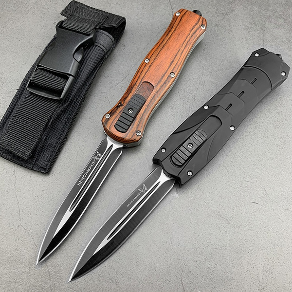 Benchmade Quick Switch OTF Automatic Knife Military EDC Spring Assisted  Tactical Knife D2 Steel Blade Arrow Double blade sandalwood handle outdoor  camping self defense spring Dagger