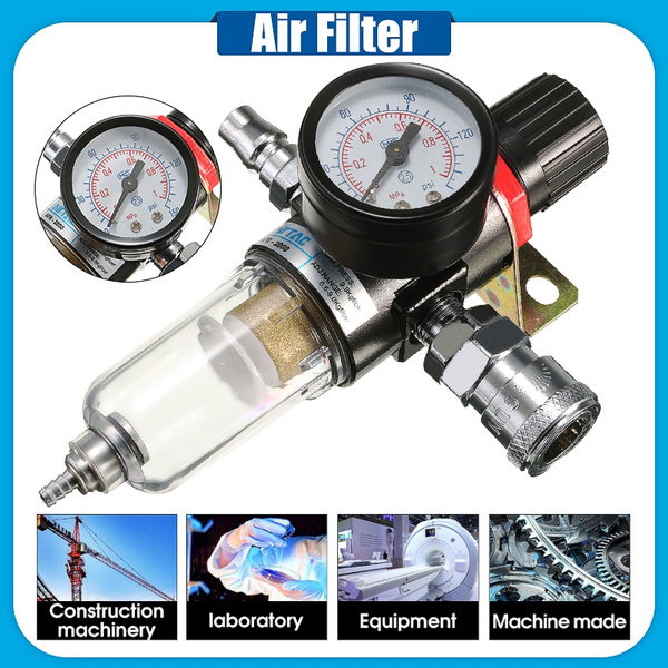 1/4" BSP Air Compressor Filter Oil Water Separator Trap Tools W/ Regulator Gauge 