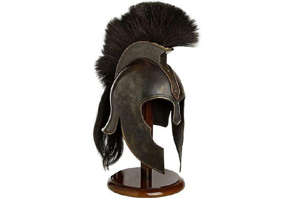 Troy Achilles Armor Helmet Medieval Knight Crusader Spartan Helmet Black Plume 