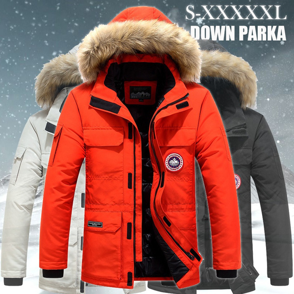 Duck Parka Coat Men Winter Hooded Down 