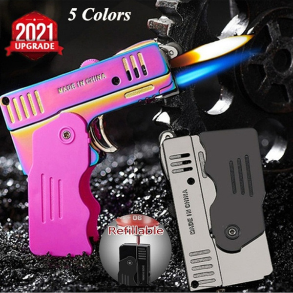 Newest Sale Pistol Lighters Torch Lighter Butane Gas Windproof Double Jet Flame Torch Refillable Gas Cool Pocket Lighter | Wish