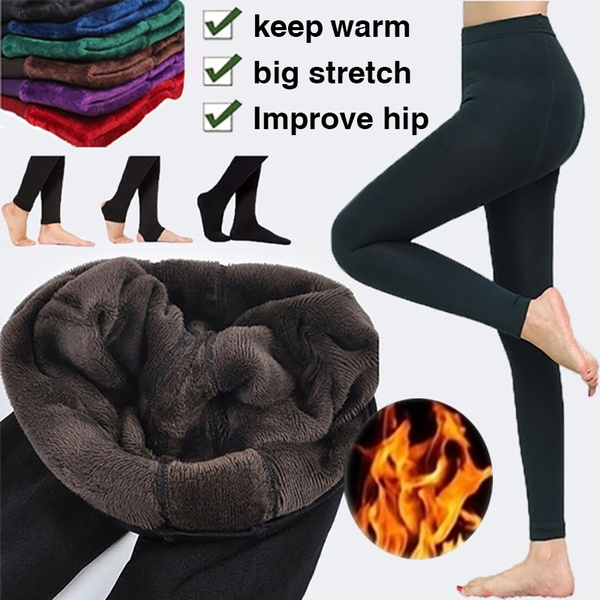 Cheap Winter Thermal Warm Fleece Lined Leggings for Women Thick Fur Lined  Tights