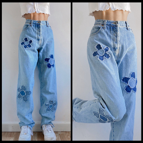 Flower shop patch jeans