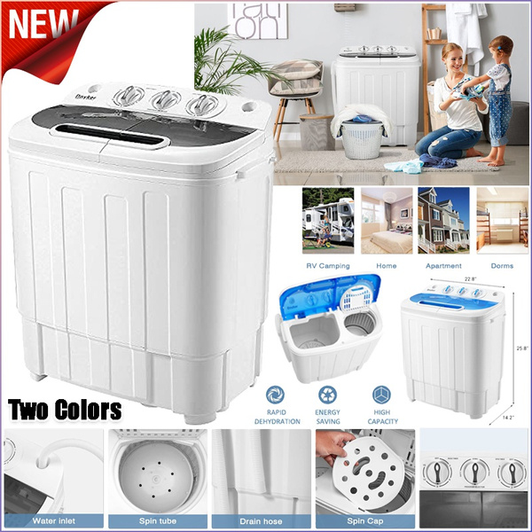 New Compact Twin Tub Mini Portable Washing Machine and Dryer, 16.5 lbs  Capacity, Washer and Dryer Combo Stackable, Portable Washer and Dryer Combo  for Apartments, Dorms, Condos, RVs, Camping, Black