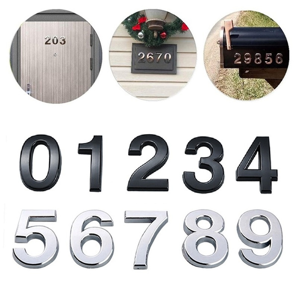 5cm 3D Door Number Sign Stickers Self Adhesive 0-9 Digital DIY Hotel ...