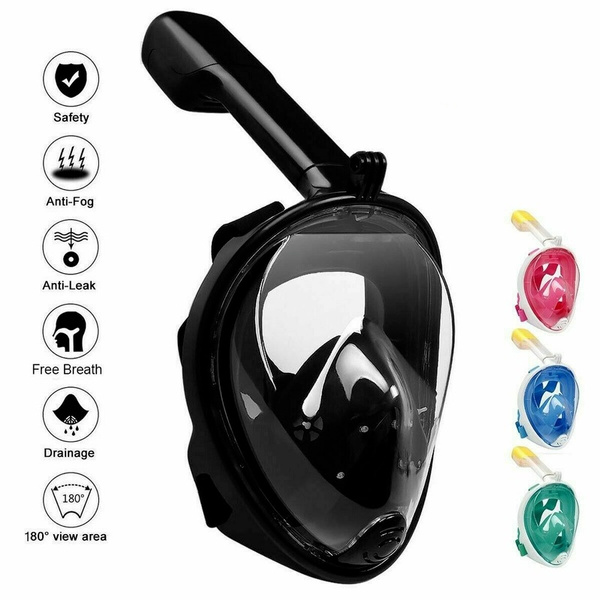Full Face Diving Mask Snorkel Swimming Scuba Mask Goggles Anti-Fog W/Gopro L XL 