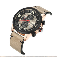 Chronograph, Leather Strap Wrist Watch, christmasgiftformanwatch, Clock