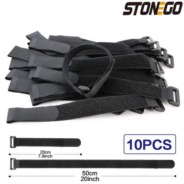 Reusable Hook & Loop Tie Down Fastener Straps for Cables, Extension Cords,  Organizing Stonego Nylon Webbing Multipurpose Adjustable Cord Wraps