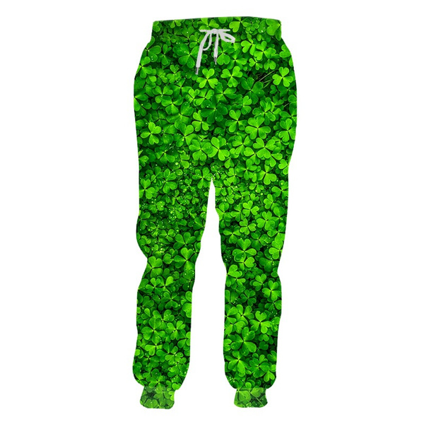 Fashion Four-leaf Clover Leaves Green Joggers Pants Men 3D Print Jogger ...