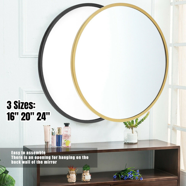 Round Mirror with Shelf - Black - Home All