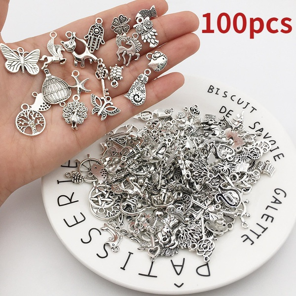 100/50/30Pcs Mixed Vintage Metal Animal Birds Charms Beads DIY Bracelet  Pendant Neacklace Accessories For Jewelry Making Findings