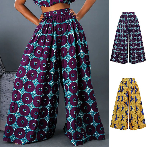 Women's African Style Palazzo Pants Ladies Casual Dashiki Print