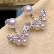 Sterling, DIAMOND, 925 sterling silver, Pearl Earrings