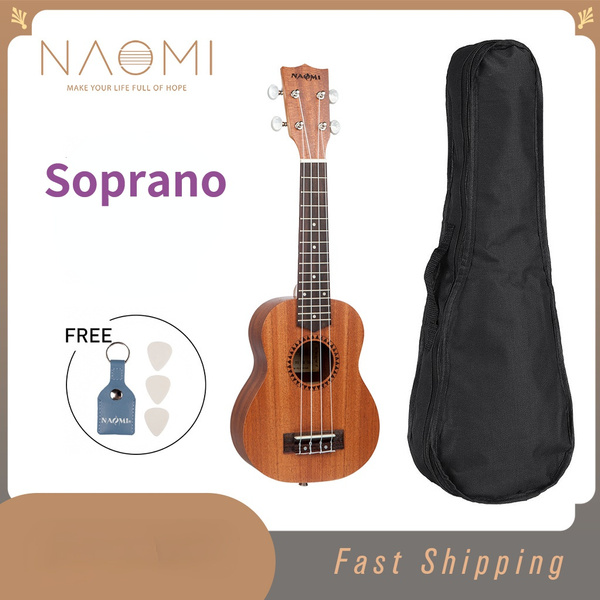 Naomi Ukulele Sapele 21 Inch Soprano Ukulele Free Ukulele Picks Leather