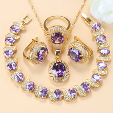 goldcolorjewelryset, Bridal Jewelry Set, goldwomenfashionjewelryset, redzircongoldjewelryset