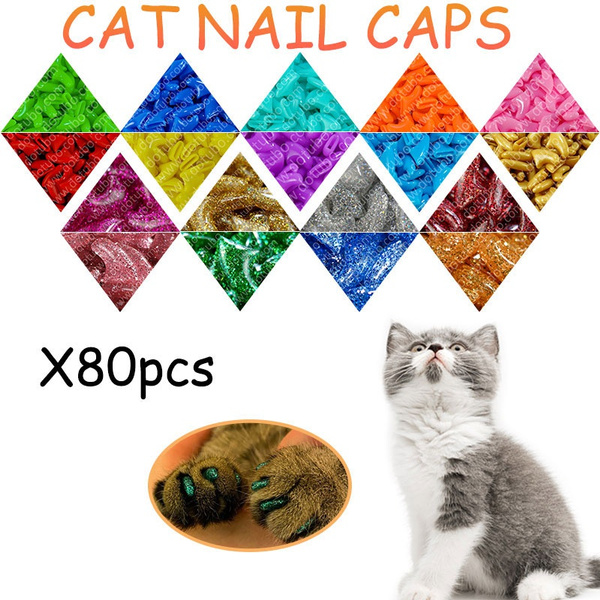 zetpo 120 pcs Glitter Soft Cat Claw Caps for Cats Nail Claws 6X Different  Random Colors + 6X Adhesive Glue + 6X Applicator, Pet Cap Tips Cover Paws  Grooming Sof… | Cat