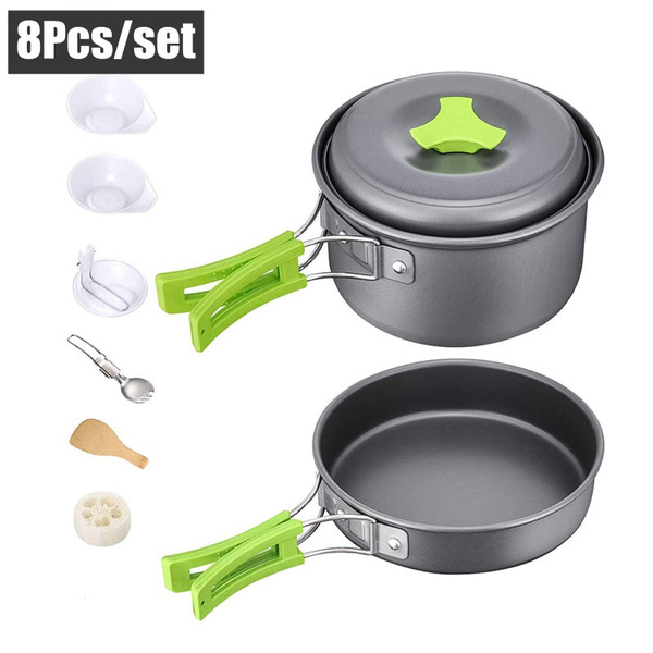 Camping Cookware Mess Kit Gear Camp Accessories Equipment NonStick Lightweight Pots and Pans