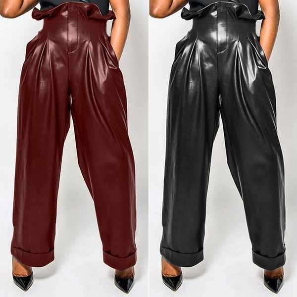 plus size leather pants suit
