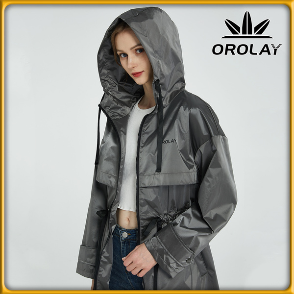 Orolay Women's Long Windbreaker Hooded Light Jacket Active Outdoor Anoraks 