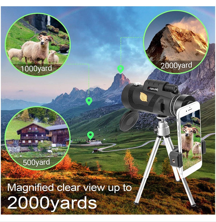 Upgraded ultra-long-distance 1200M/8000M monocular low light visible high power telescope night vision monocular outdoor walking photo portable telescope