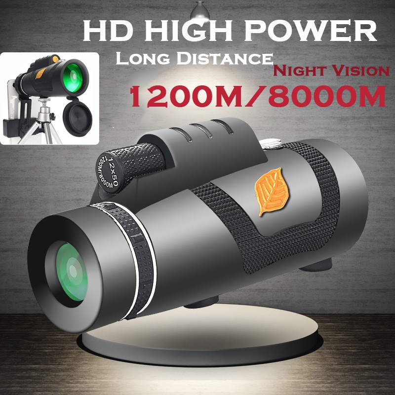 Upgraded ultra-long-distance 1200M/8000M monocular low light visible high power telescope night vision monocular outdoor walking photo portable telescope