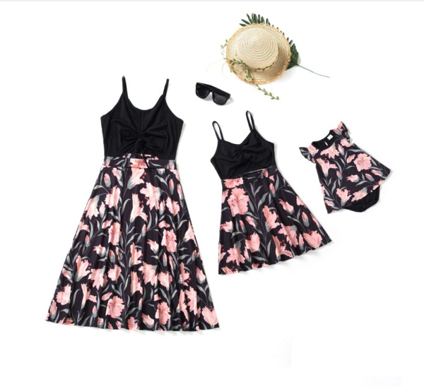 Tank Mother Daughter Dresses Floral Overall Pants Family Look Mommy and