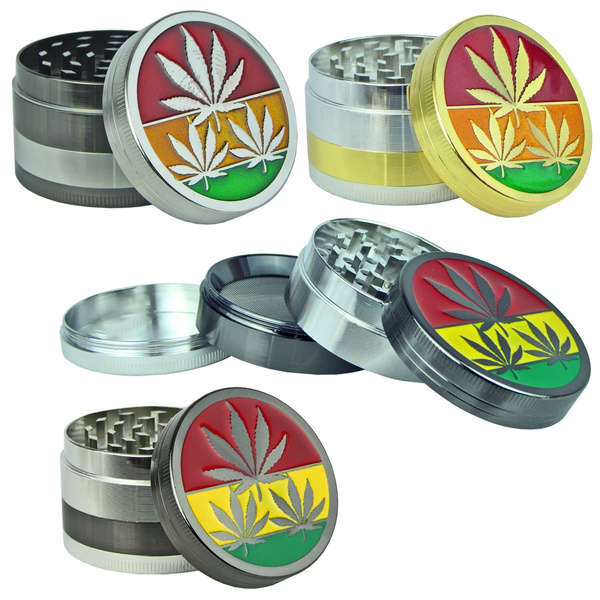 Resin Emboss Leaf Metal Tobacco Dry Herb Grinder 50mm 4 Part Spice ...