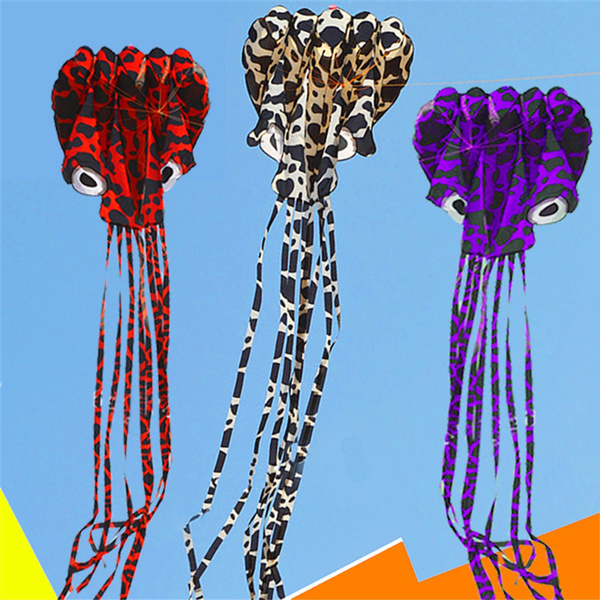 4M Kite Octopus Frameless Soft Parafoil Kites For Kids & Adults Easy Flyer XMAS 