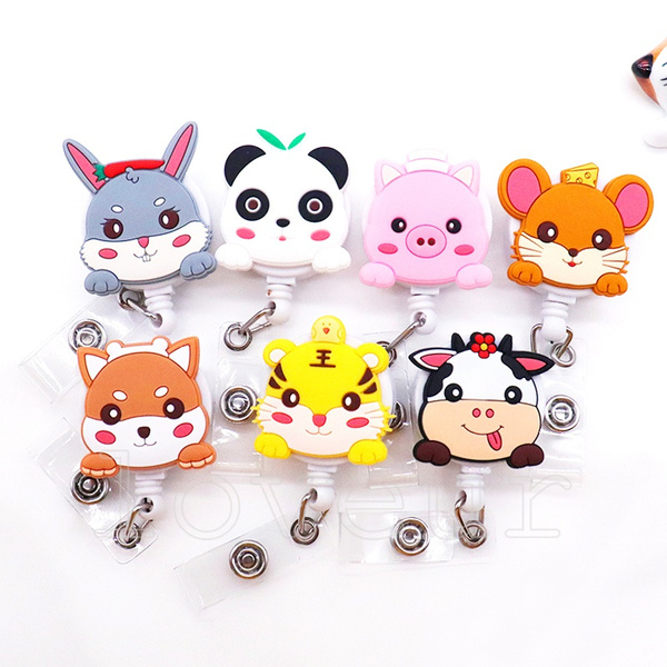 Cute Colorful Panda Cat Retractable Creative Badge Reel Student Nurse  Exhibition IC ID Name Card Chest Girl Boy Card Holder