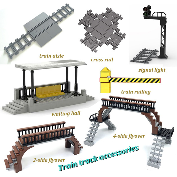 89pcs Creative Building Blocks Set For Kids, Including City Train Track,  Rail Crossing, Train Lift Gate, Signal Light And Train Accessories,  Christmas