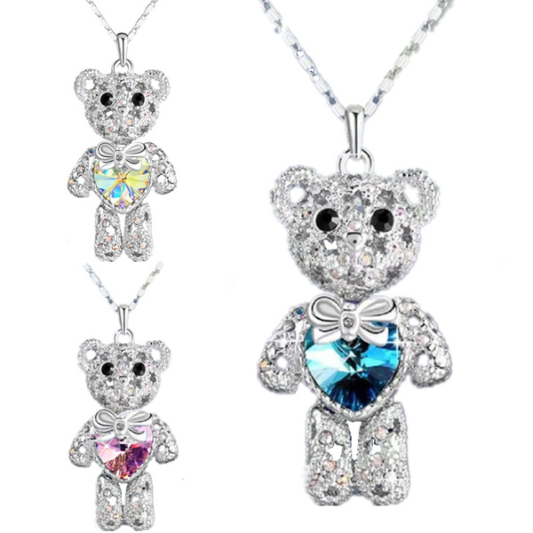 Crystal on sale bear necklace