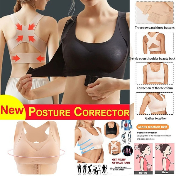 2 In 1 Women Posture Corrector Support Bra Back Support Shapewear Chest  Brace Up Cross Back Corset Slimming Body Shapers Bra