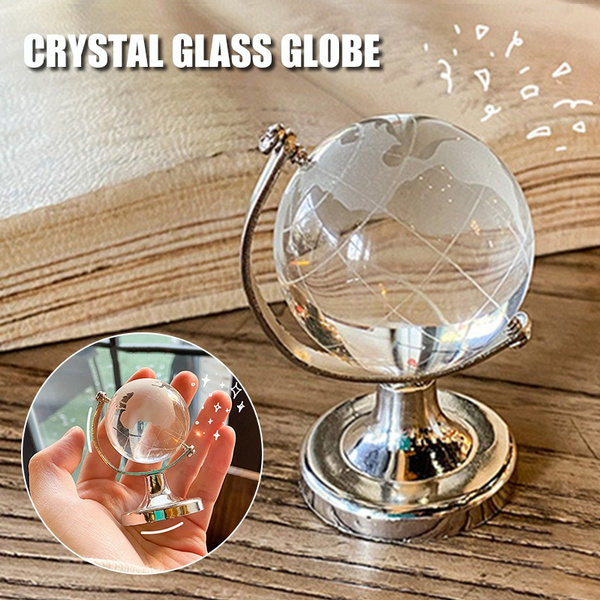 New Mini World Globe Crystal Glass Clear Paperweight Ornaments Gifts ...