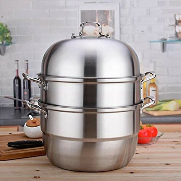 201 Stainless Steel 3 Tier Steamer Steam Pot Cookware Avail In 2 Sizes ...