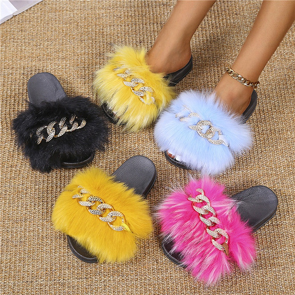 Furry sandal online slippers