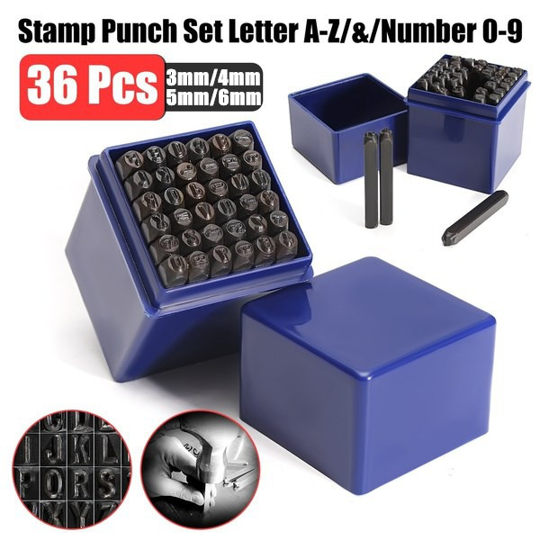 Number And Letter Stamp Set (36 Piece Punch Set/AZ & 09) Industrial