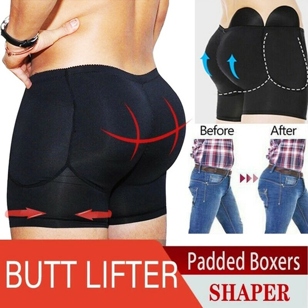 Men Padded Bum Lifter Panties Shapewear Underwear Belly Control Body Shaper  Booty Shorts Boxer Briefs
