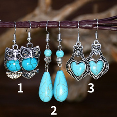Sterling, Owl, Turquoise, vintage earrings