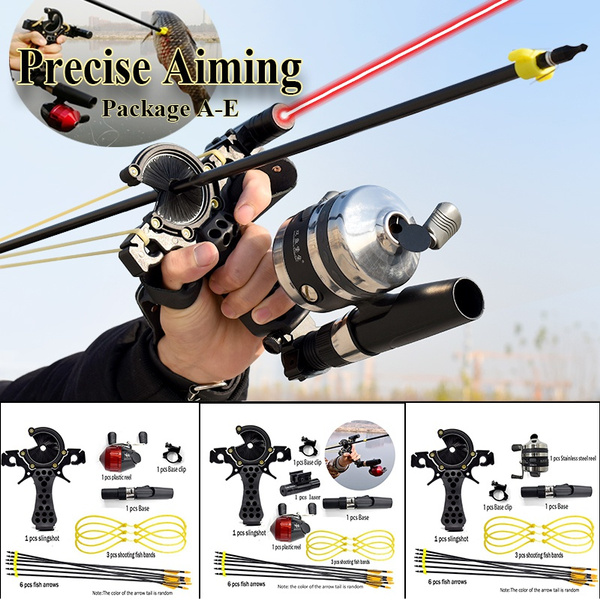Fish Shooting Slingshot Hunting Catapult Set with Arrows Precise Aiming Bow  Fishing Equipment